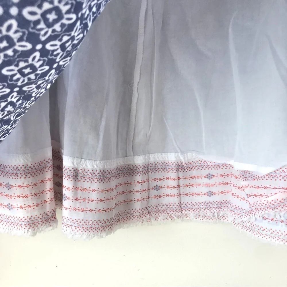 Eddie Bauer Y2K Blue White Paisley Tiered Maxi Skirt 100% Cotton Lined 10 Petite